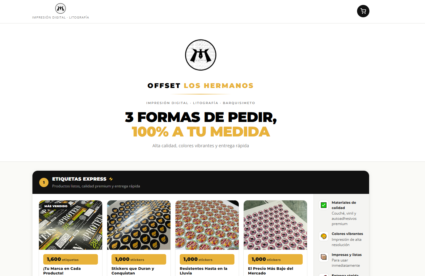 Offset Los Hermanos — print shop website with delivery integration
